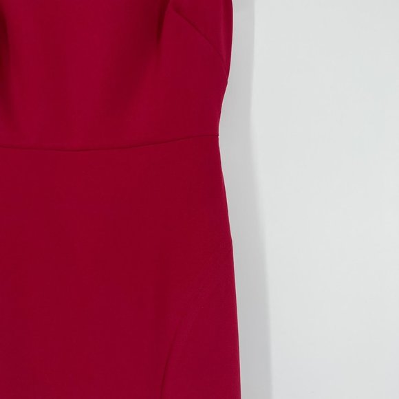 Thread Bridesmaid Size 4 Cap Sleeve Open-Back Trumpet Gown Front Slit Burgundy - Picture 4 of 12